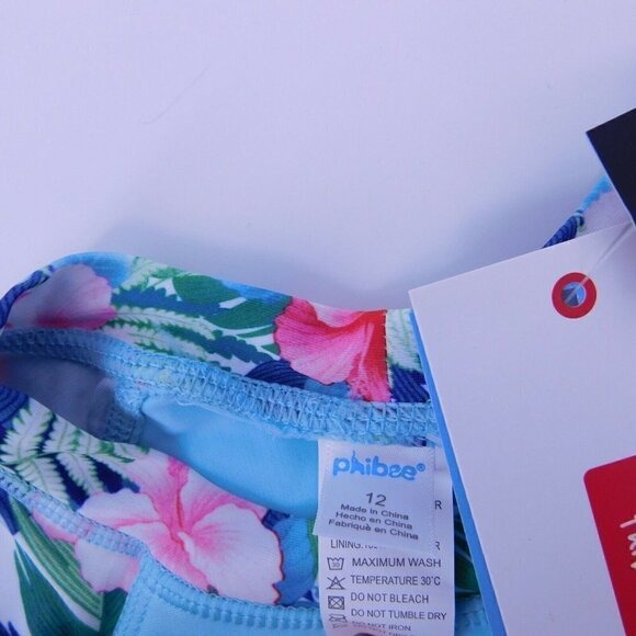 Phibee Swimsuit Girls Size 8 & 12 Blue Beachwear Drawstring 2 Piece Boy Shorts - Picture 7 of 7